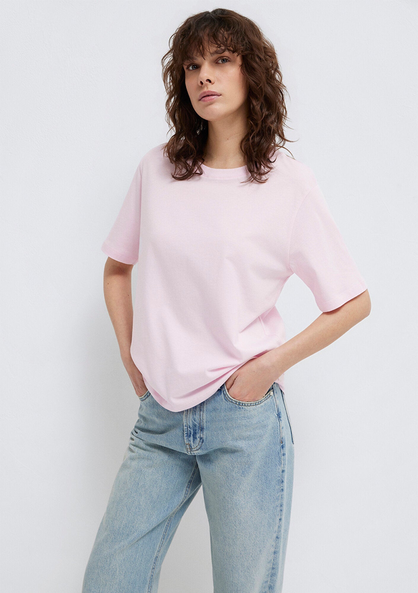 Crew Neck Pink Basic T-Shirt