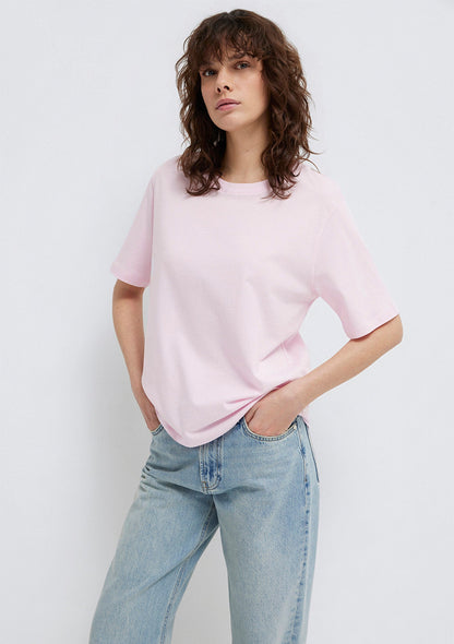 Crew Neck Pink Basic T-Shirt