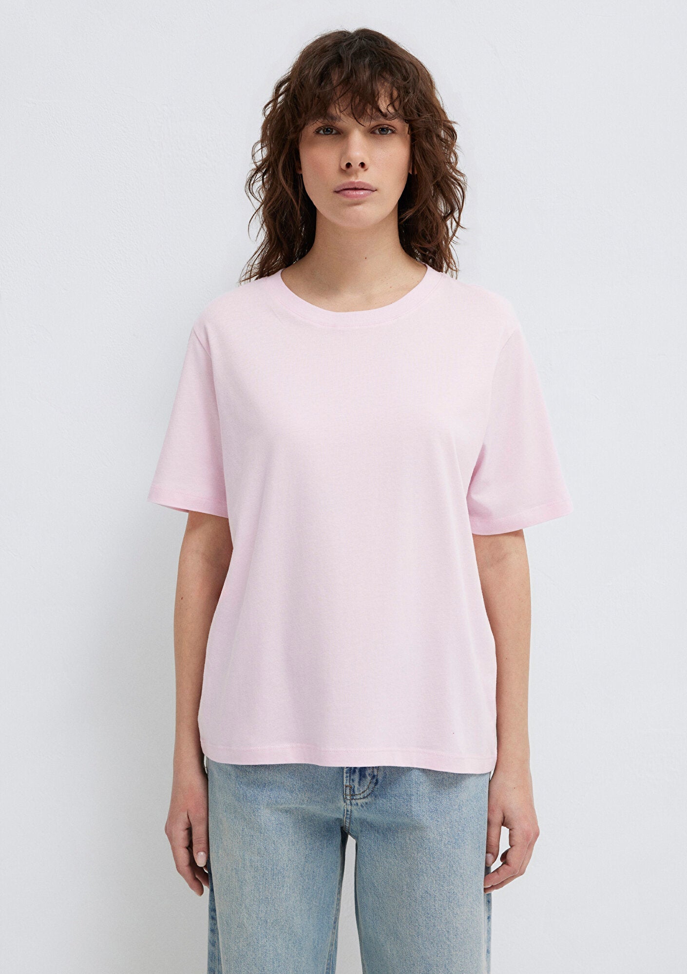 Crew Neck Pink Basic T-Shirt