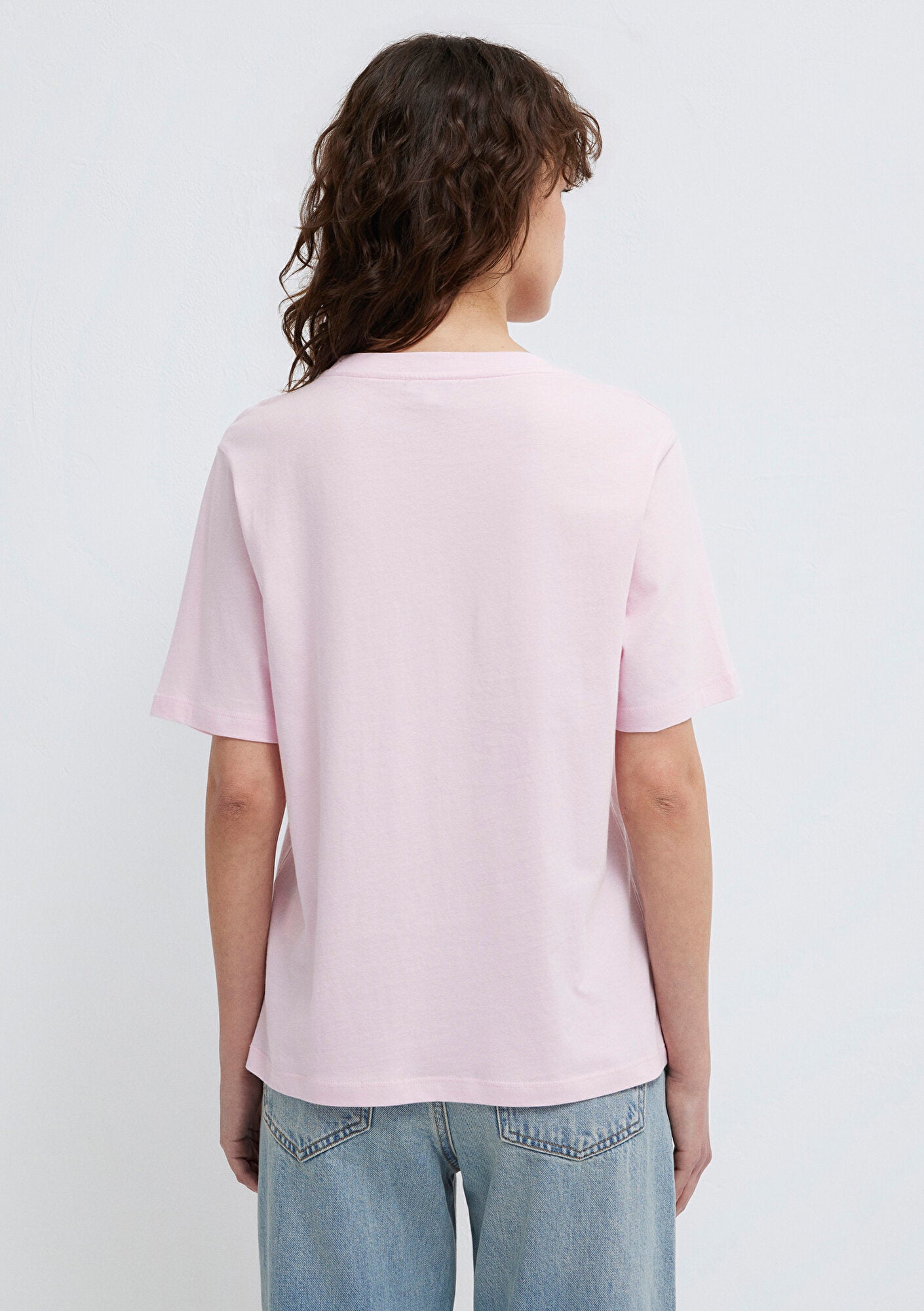 Crew Neck Pink Basic T-Shirt