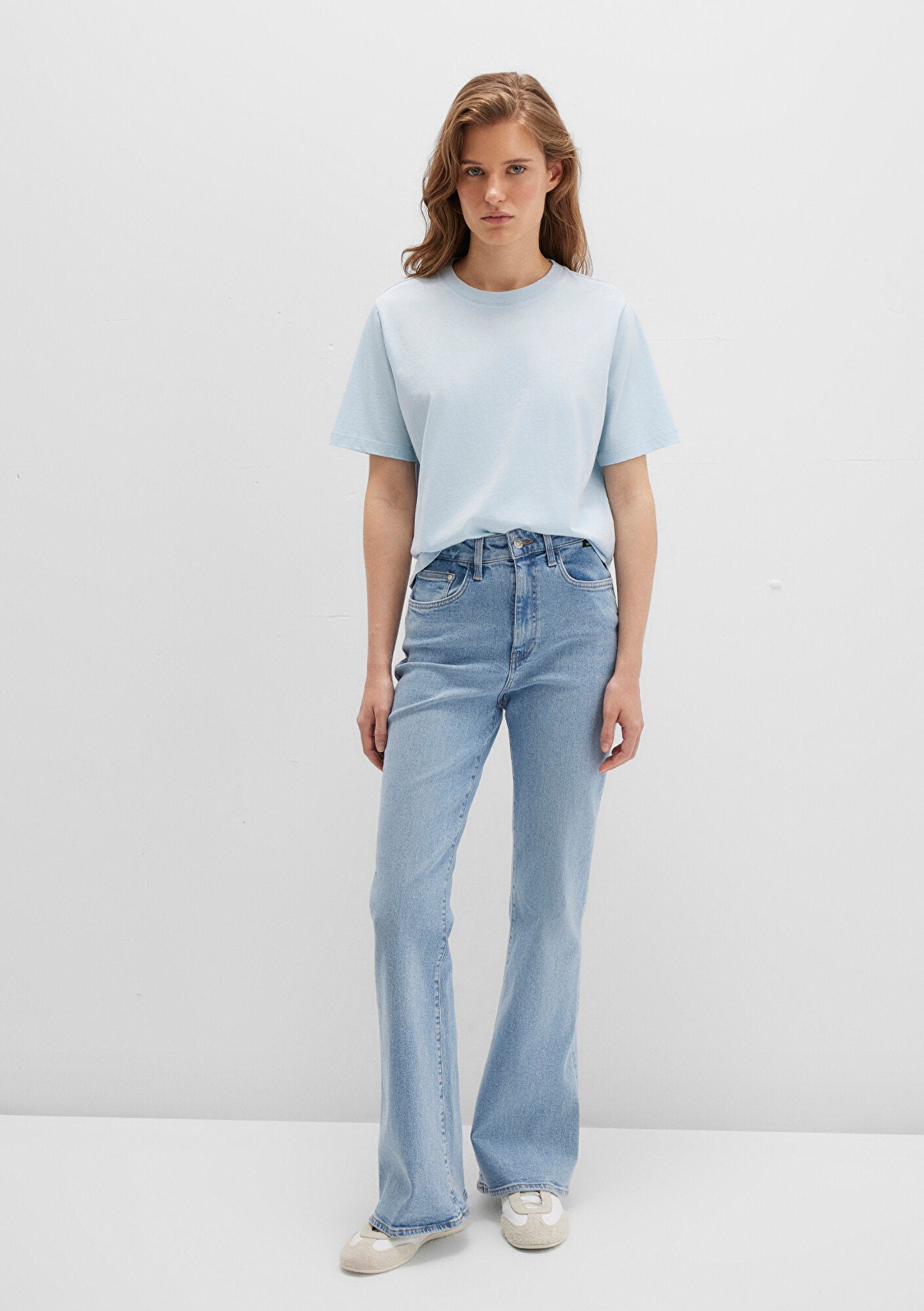 Crew Neck Blue Basic T-Shirt