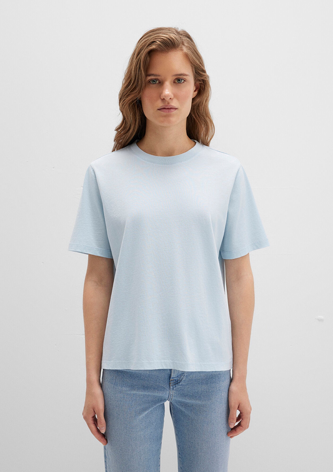 Crew Neck Blue Basic T-Shirt