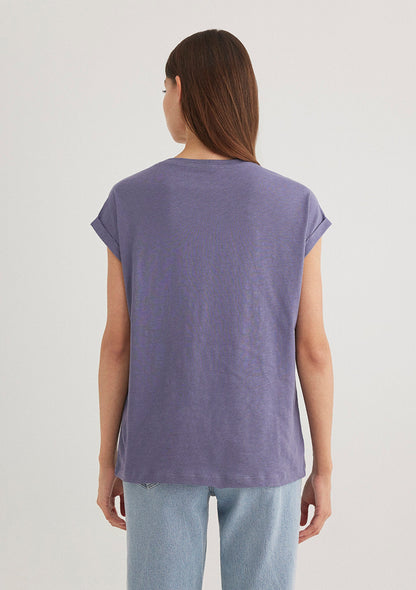 V Neck Purple T-Shirt