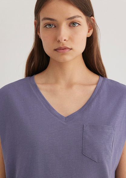 V Neck Purple T-Shirt