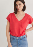 V Neck Pink Basic T-Shirt