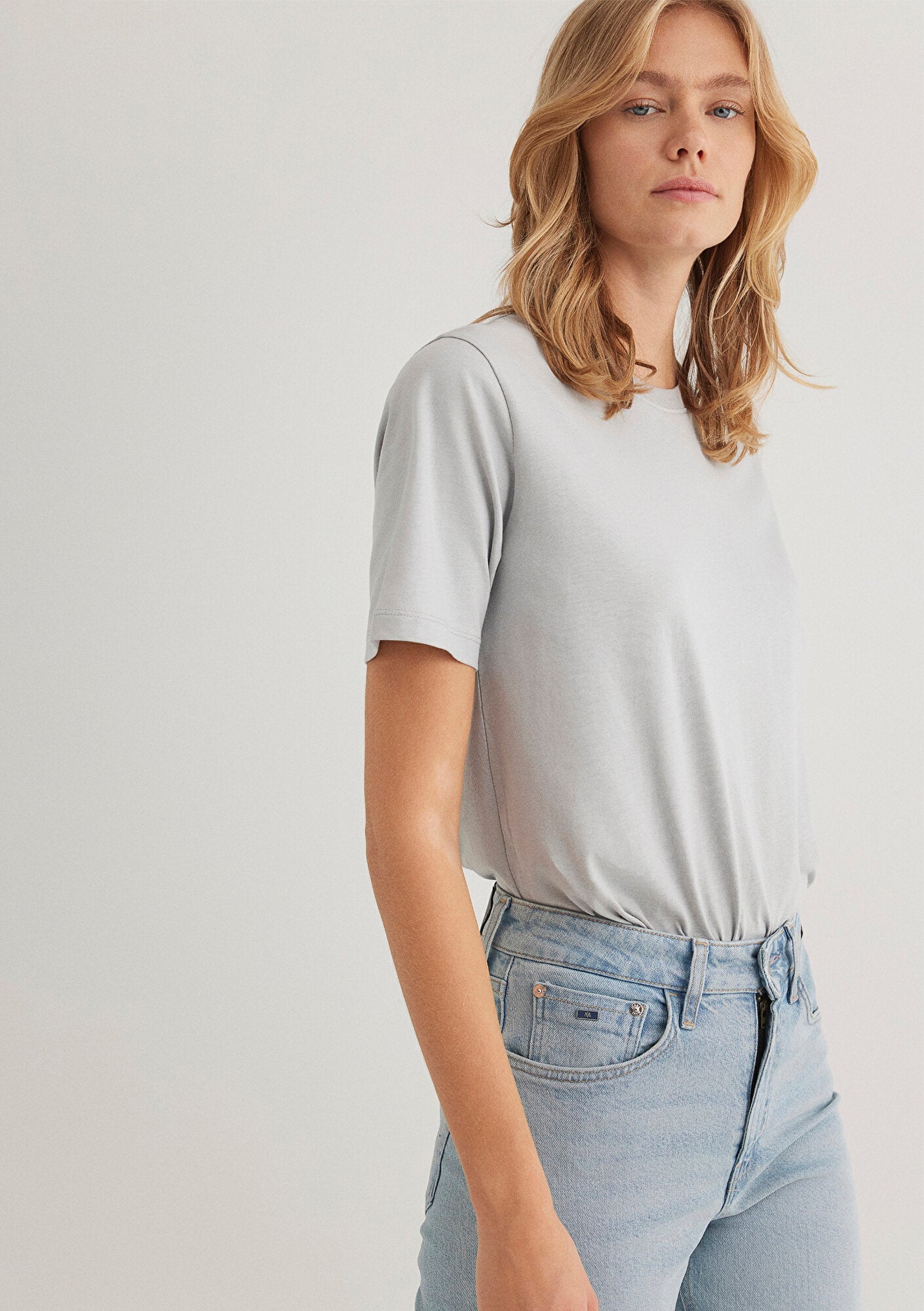 Crew Neck Grey Basic T-Shirt