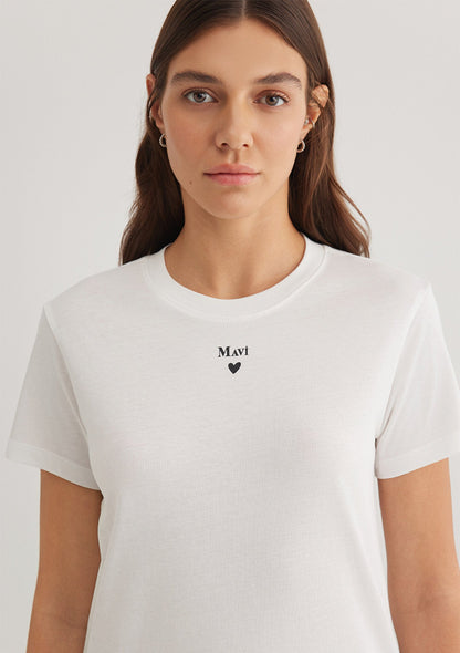 Mavi Logo Printed White T-Shirt