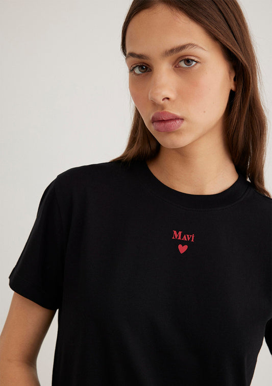 Mavi Logo Printed Black T-Shirt