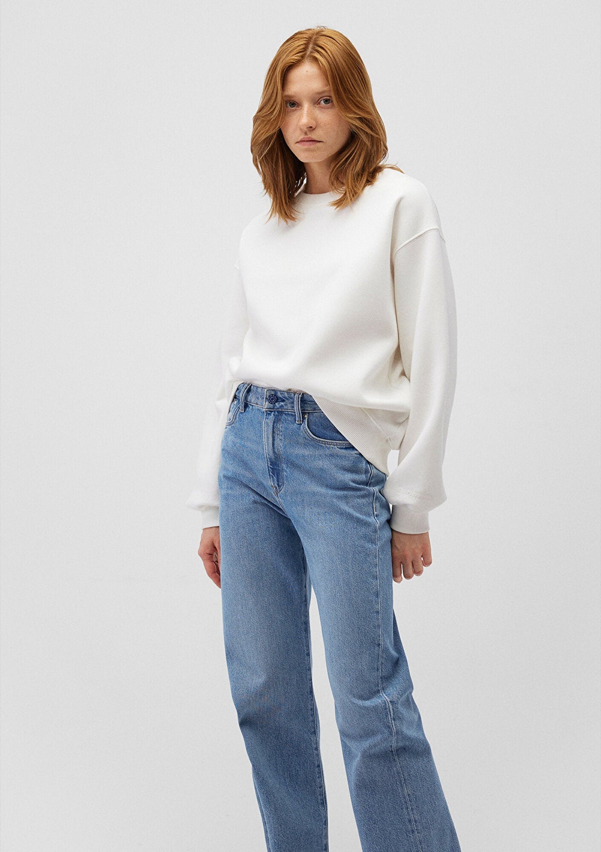 Crew Neck Beige Sweatshirt
