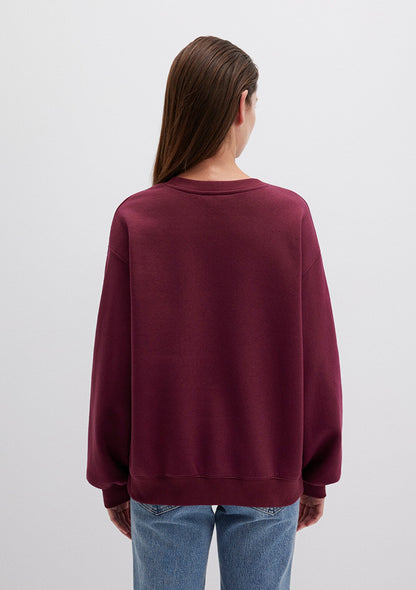Crew Neck Burgundy Basic Sweatshirt