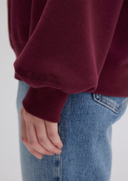 Crew Neck Burgundy Basic Sweatshirt