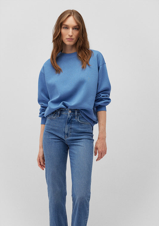 Crew Neck Blue Basic Sweatshirt