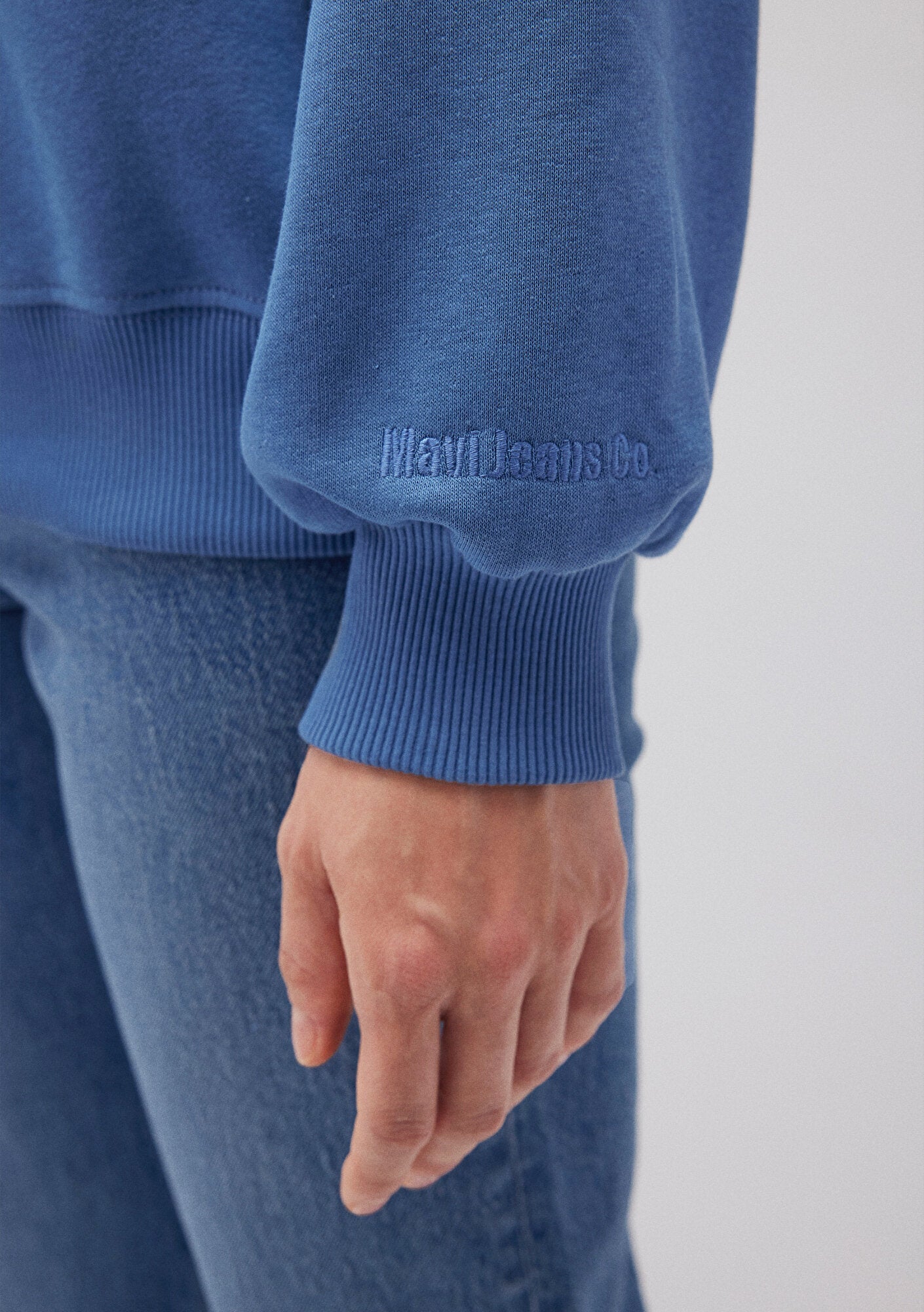 Crew Neck Blue Basic Sweatshirt