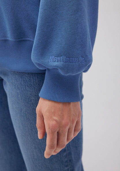 Crew Neck Blue Basic Sweatshirt