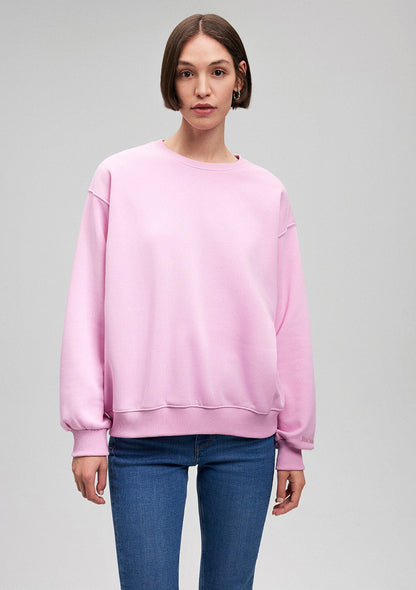 Crew Neck Pink Basic Sweatshirt