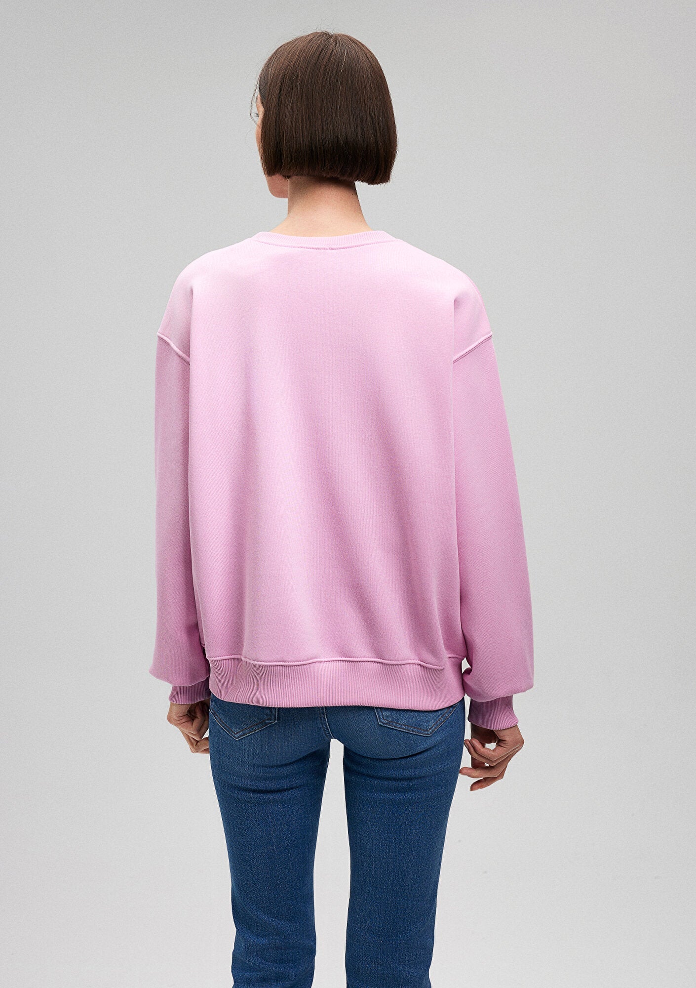 Crew Neck Pink Basic Sweatshirt
