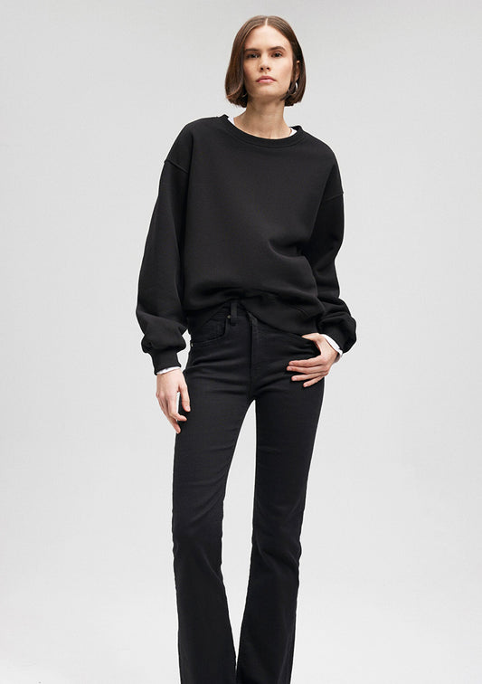 Crew Neck Black Basic Sweatshirt