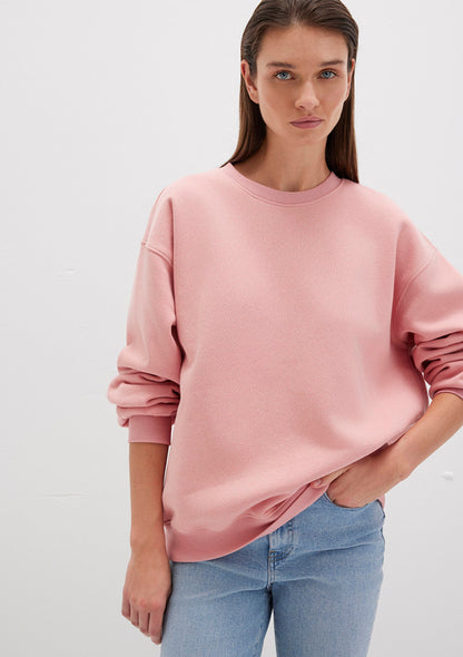 Crew Neck Pink Basic Sweatshirt