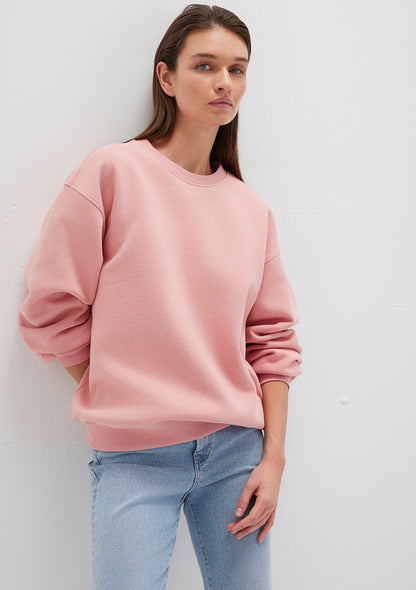 Crew Neck Pink Basic Sweatshirt