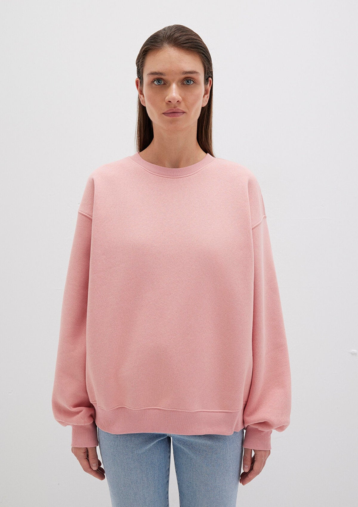 Crew Neck Pink Basic Sweatshirt