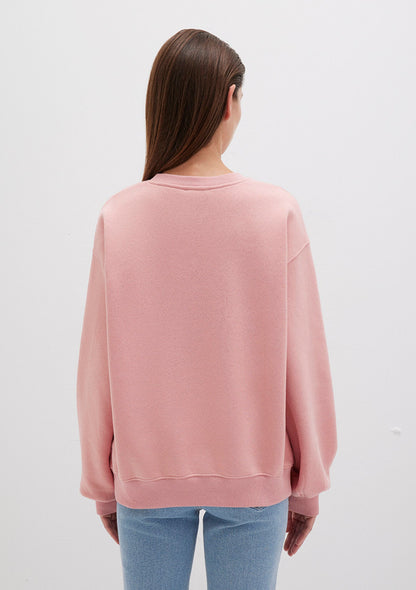 Crew Neck Pink Basic Sweatshirt