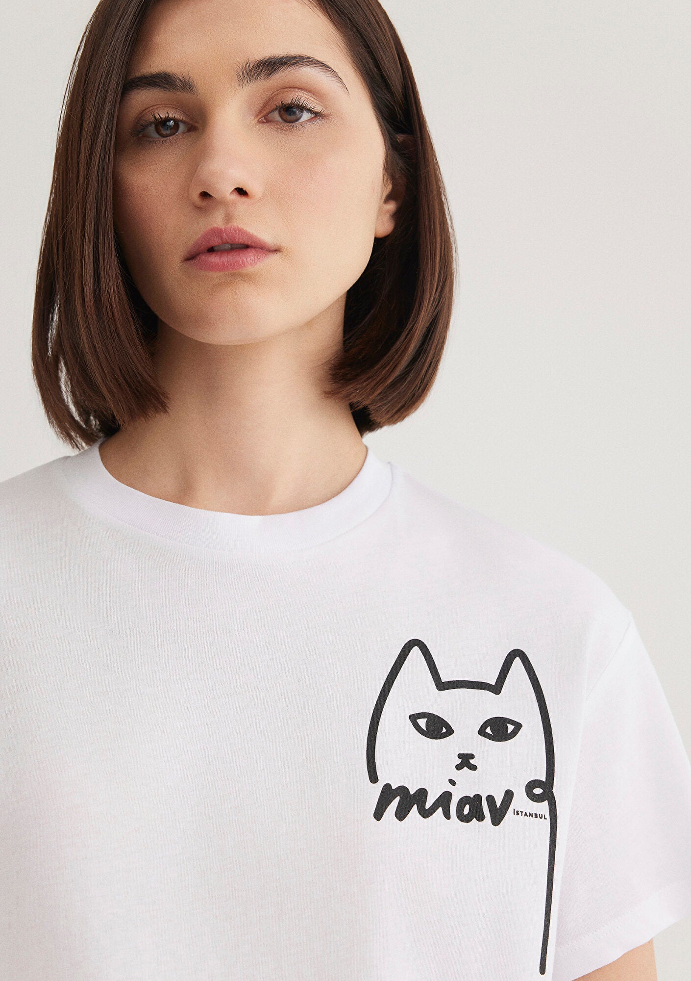 Cat Printed White Top