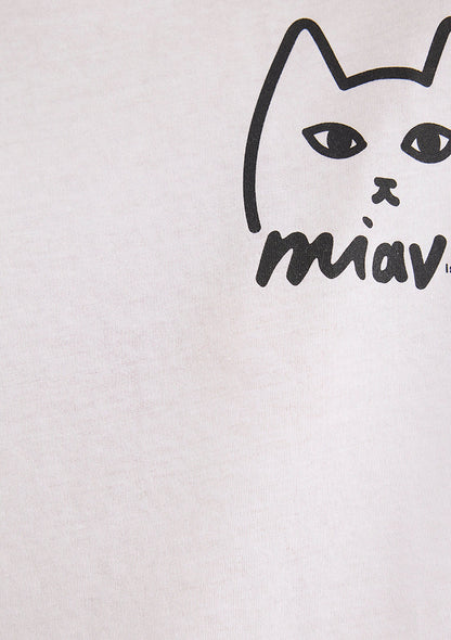 Cat Printed White Top