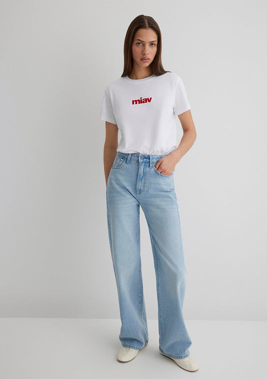 Red Miav Printed White T-Shirt