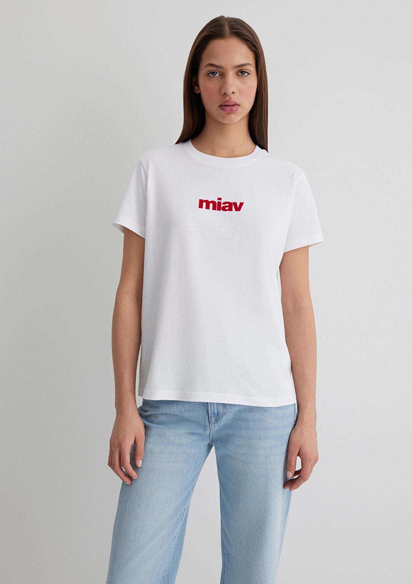 Red Miav Printed White T-Shirt