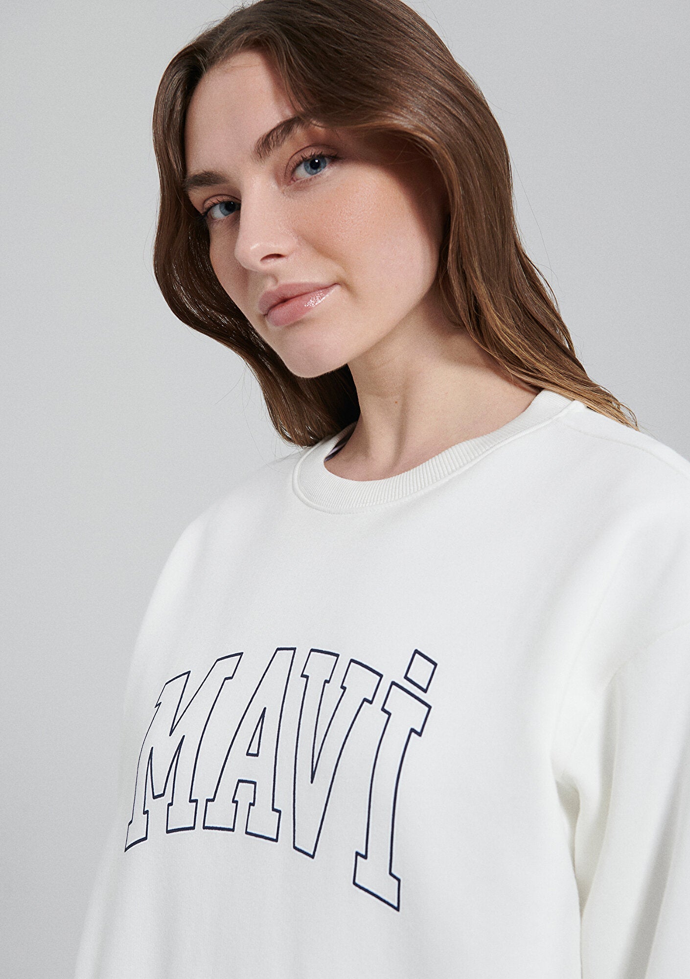Mavi Logo Printed White Sweatshirt