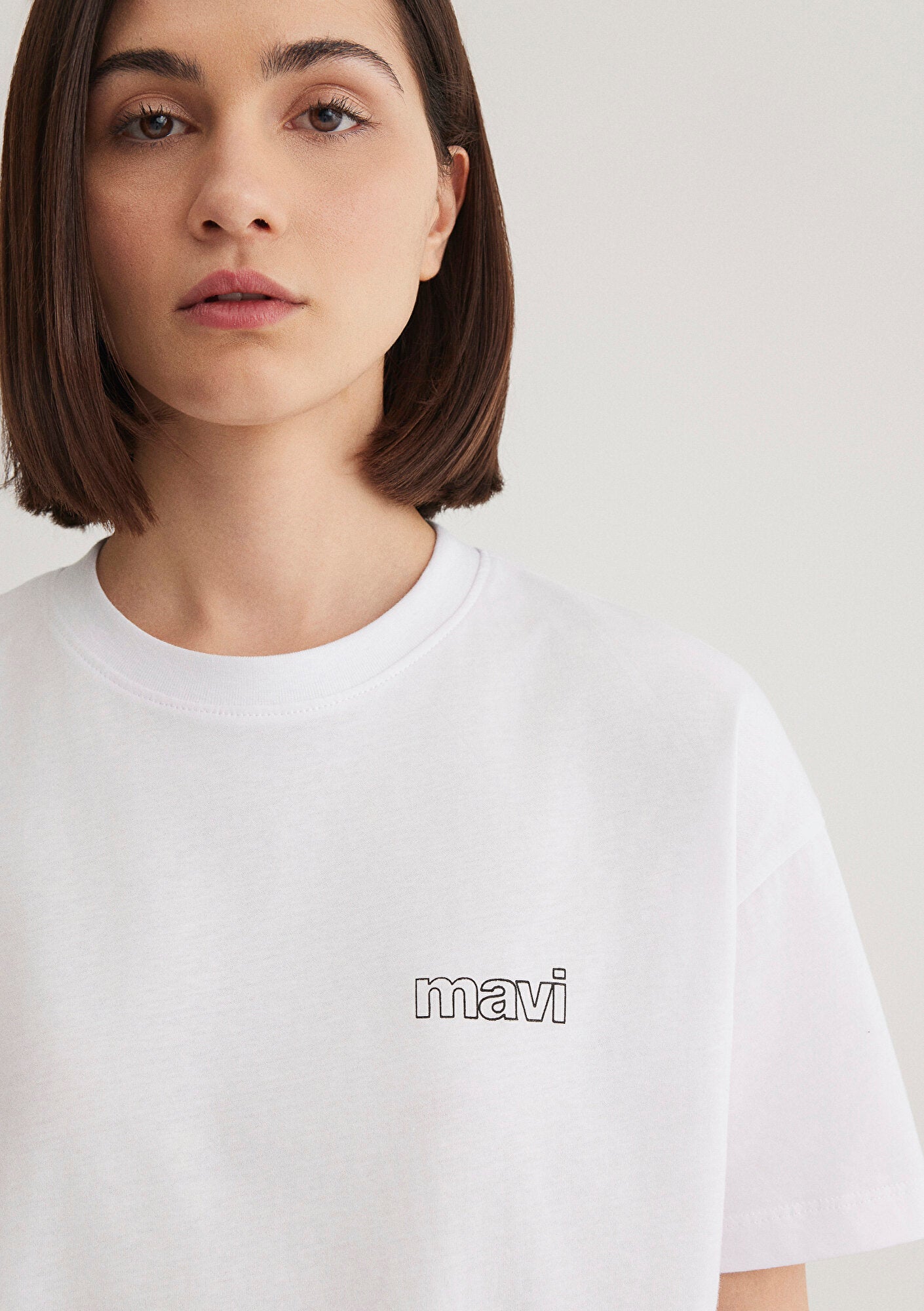 Mavi Logo Printed White Top