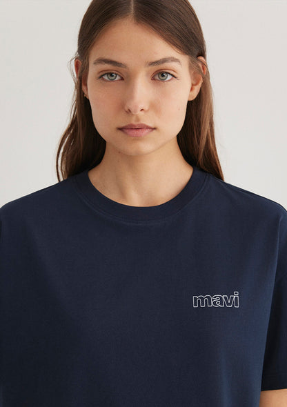 Mavi Logo Printed Navy T-Shirt