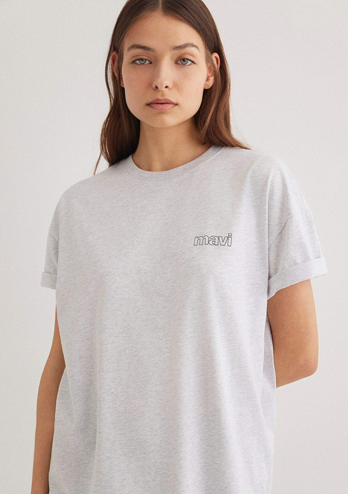 Mavi Logo Printed Grey T-Shirt