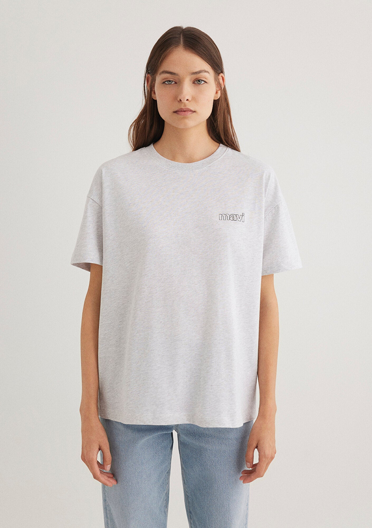 Mavi Logo Printed Grey T-Shirt