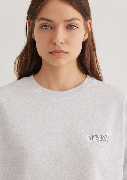 Mavi Logo Printed Grey T-Shirt