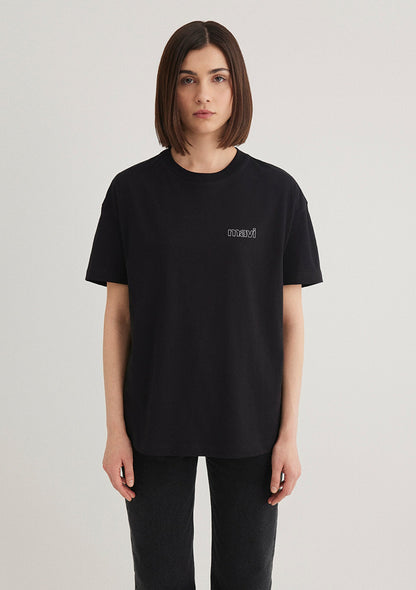 Mavi Logo Printed Black Top