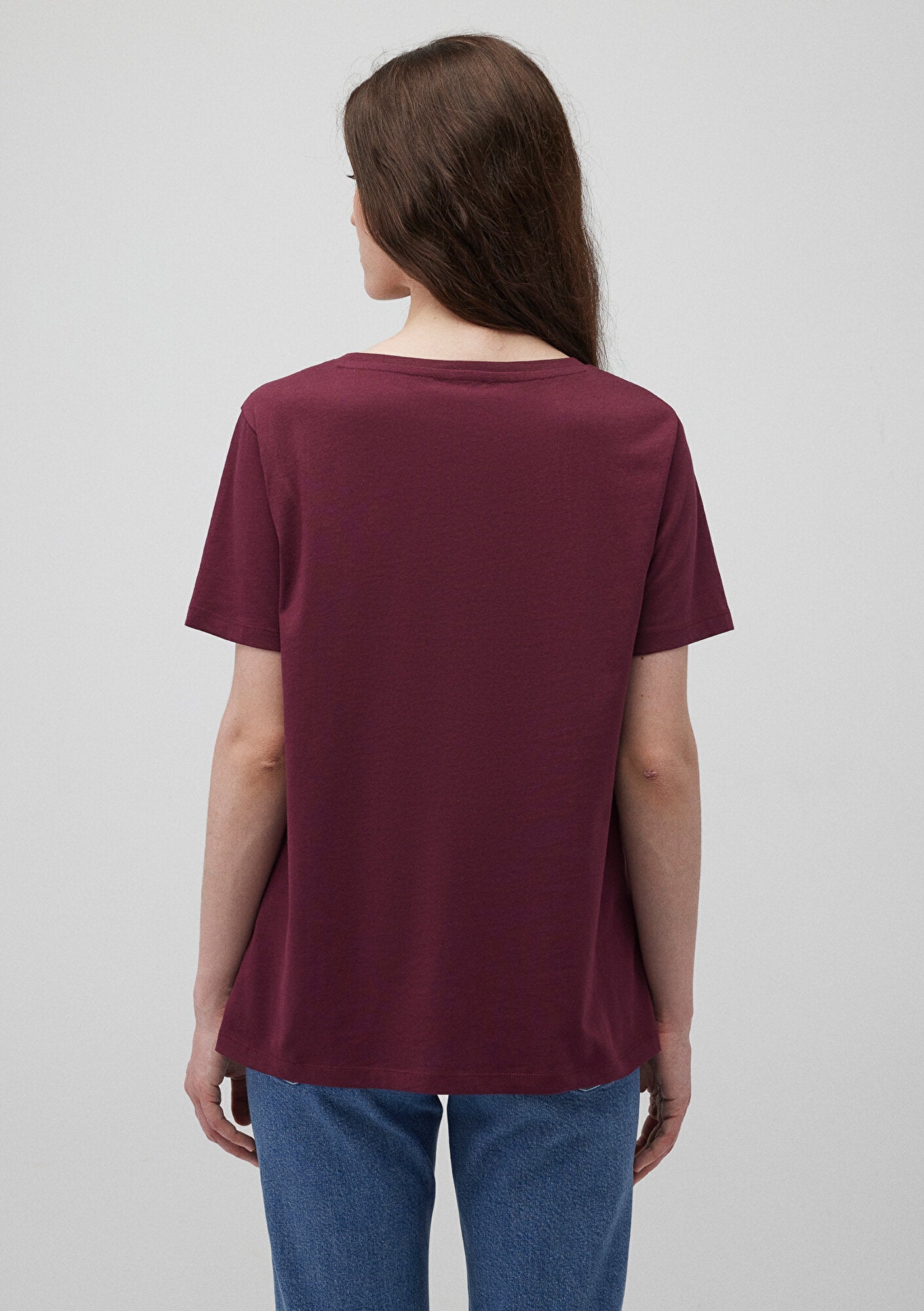 V Neck Red Basic T-Shirt