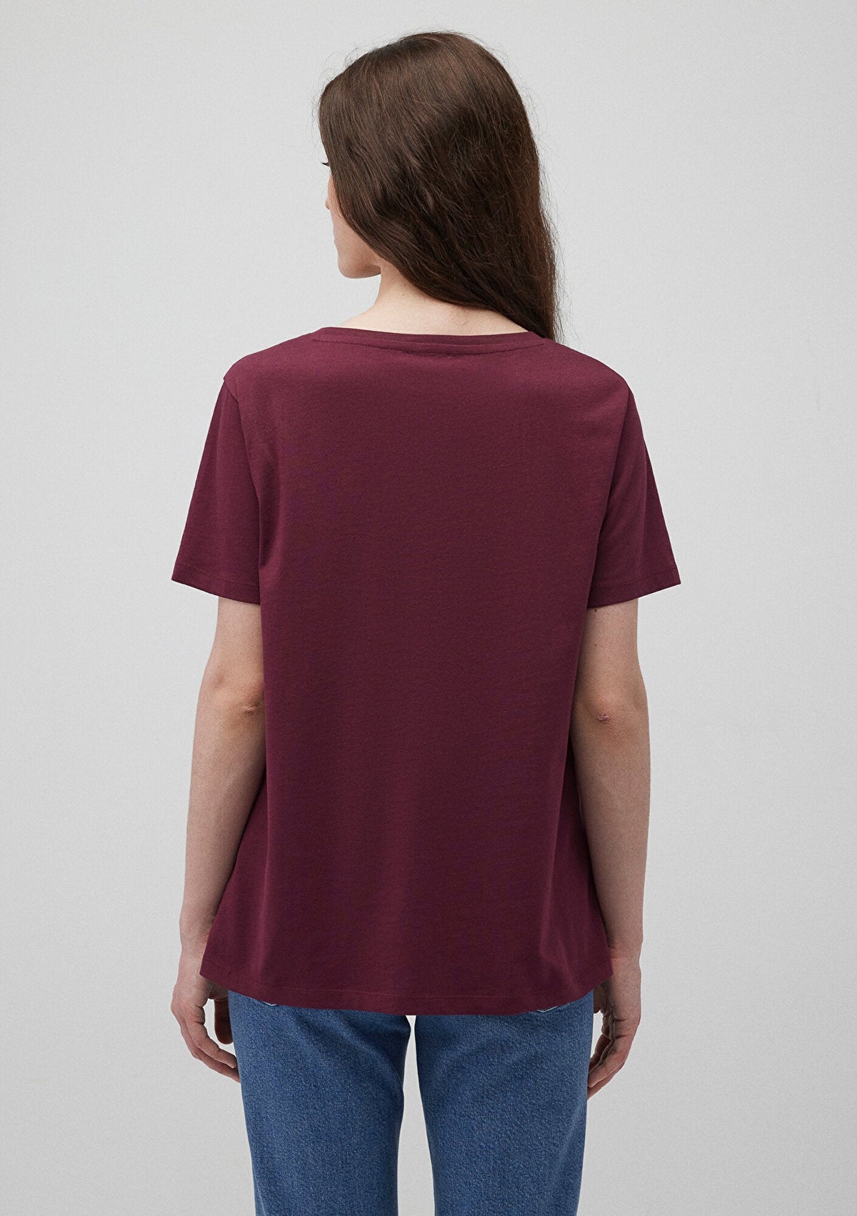 V Neck Red Basic T-Shirt