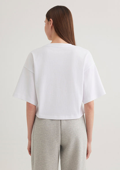 Mavi Logo Printed White Crop T-Shirt