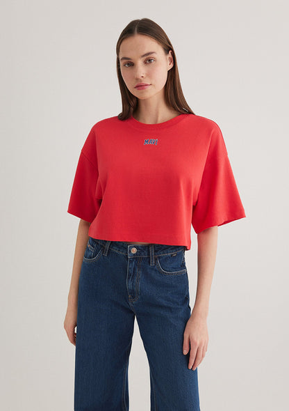 Mavi Logo Printed Red T-Shirt