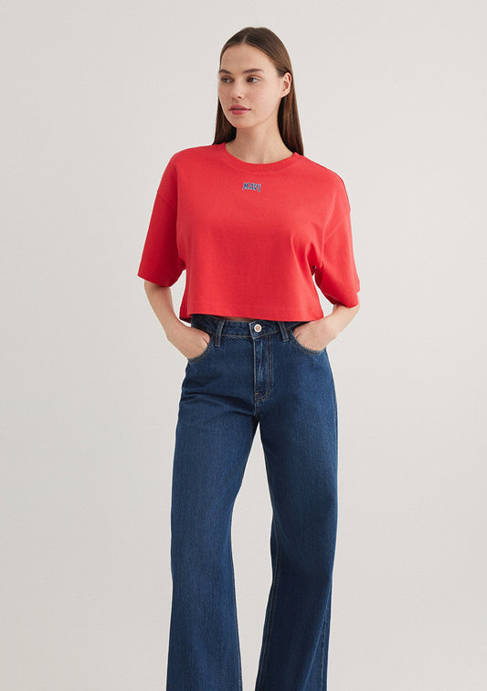 Mavi Logo Printed Red T-Shirt