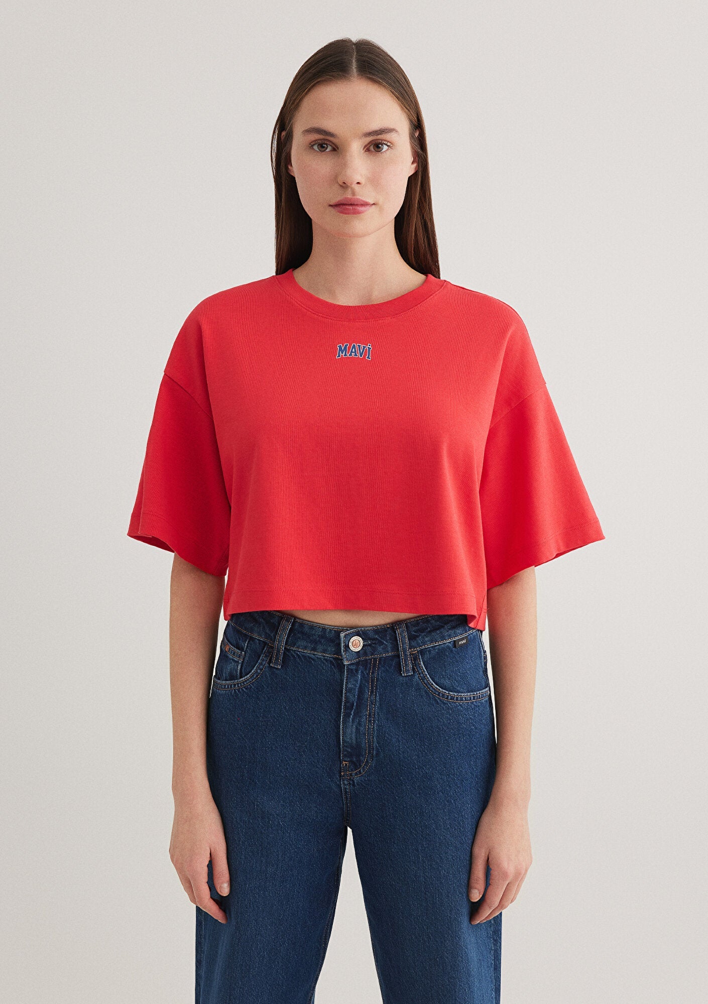 Mavi Logo Printed Red T-Shirt