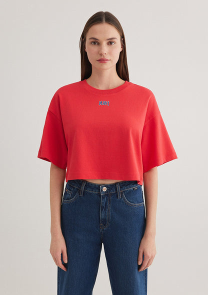 Mavi Logo Printed Red T-Shirt