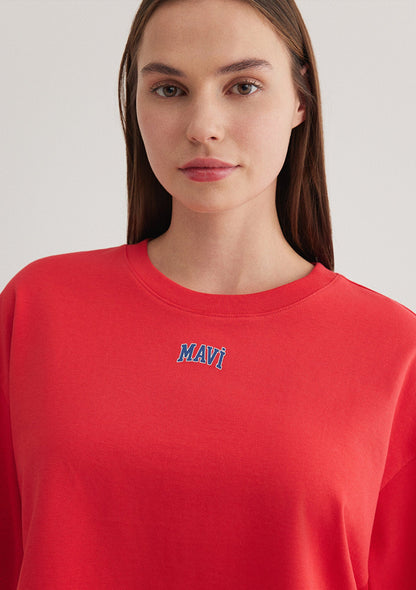 Mavi Logo Printed Red T-Shirt