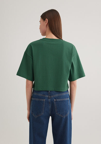 Mavi Logo Printed Green Crop T-Shirt