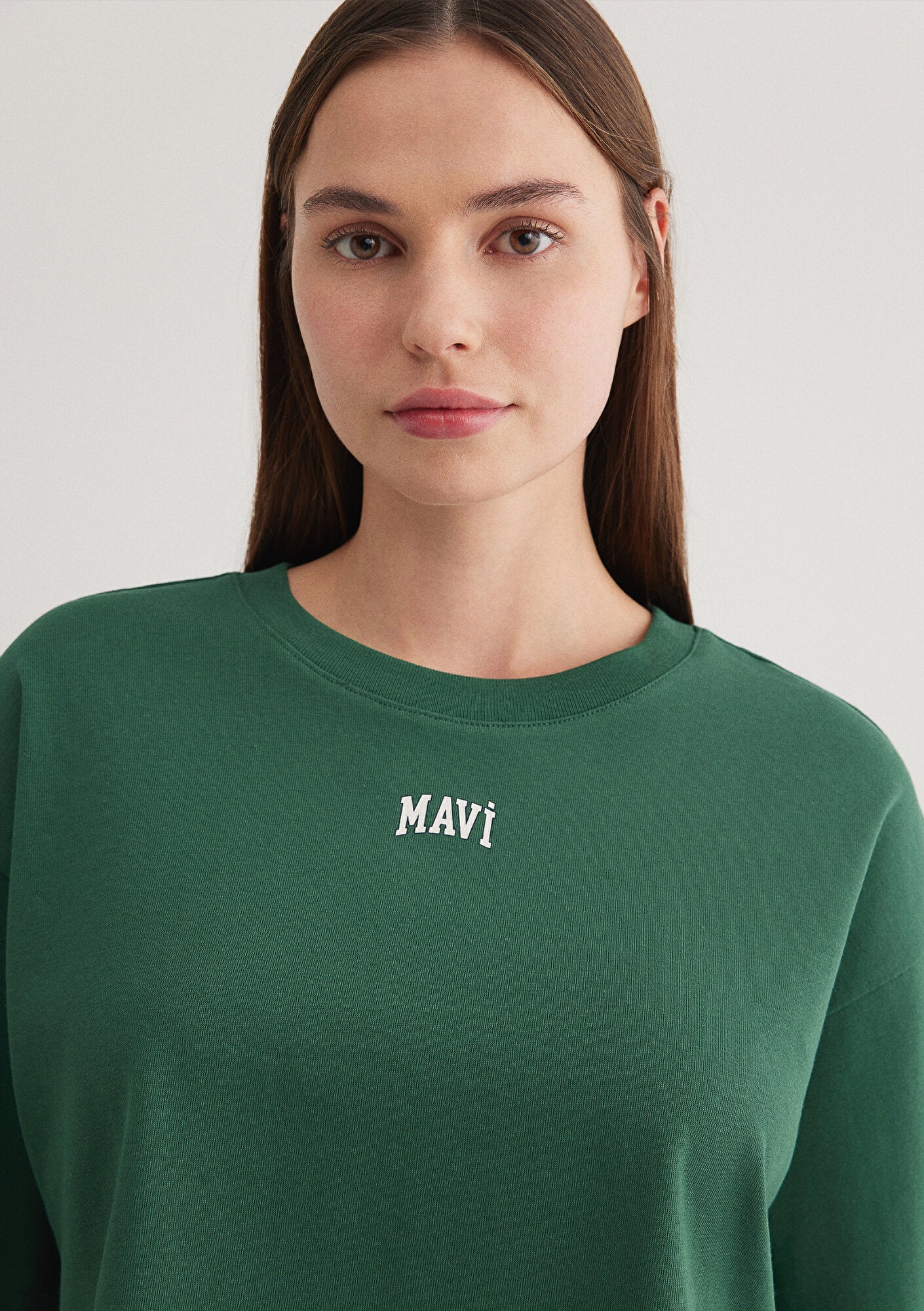Mavi Logo Printed Green Crop T-Shirt