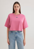 Mavi Logo Printed Pink Crop T-Shirt