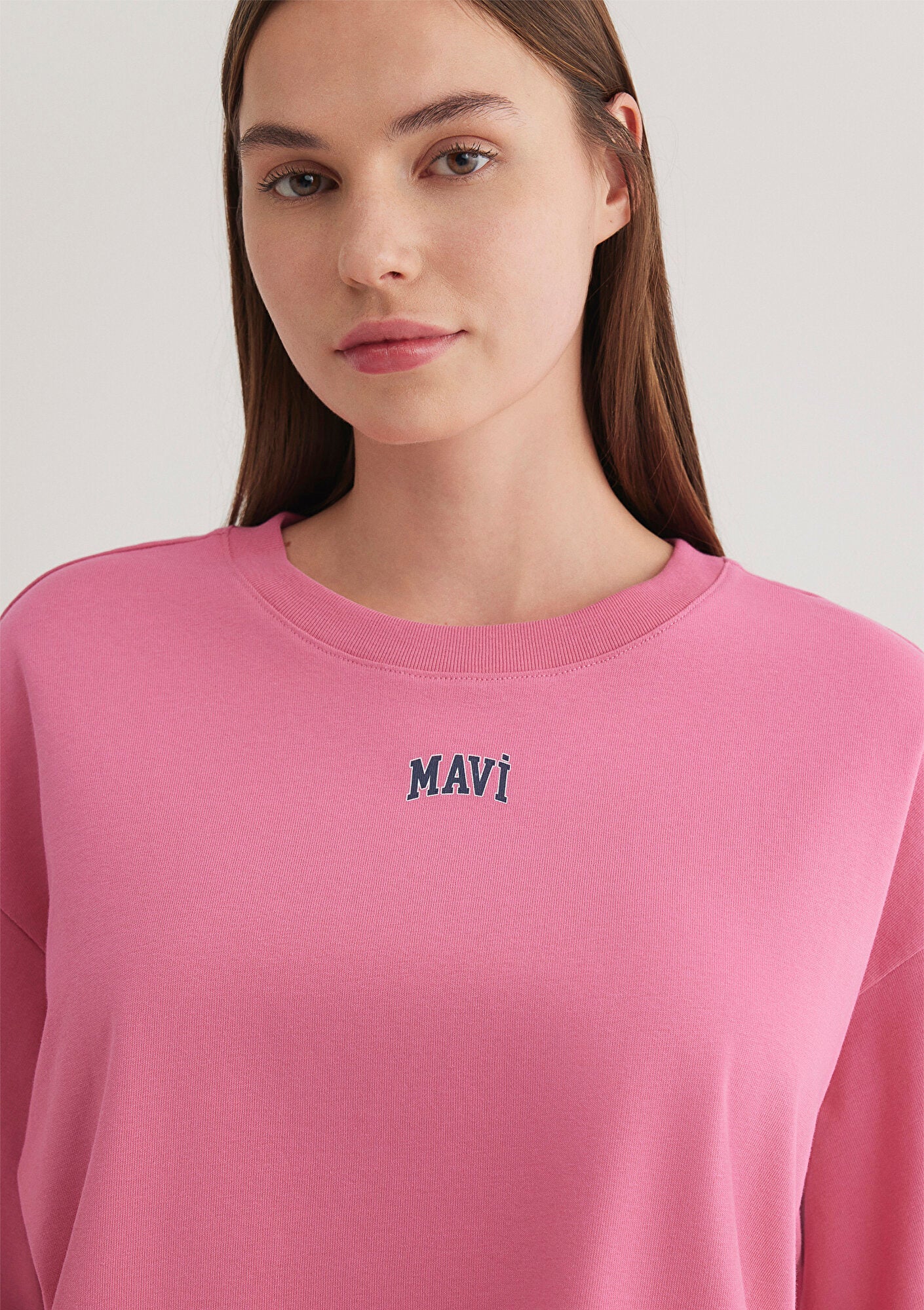 Mavi Logo Printed Pink Crop T-Shirt