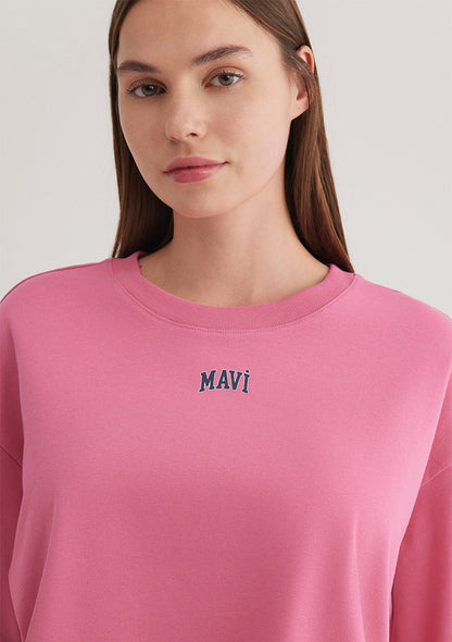 Mavi Logo Printed Pink Crop T-Shirt