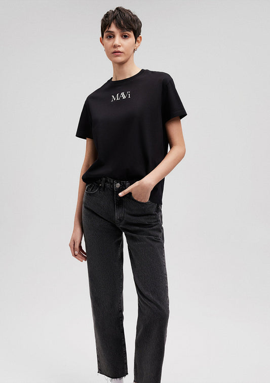 Mavi Logo Printed Black T-Shirt